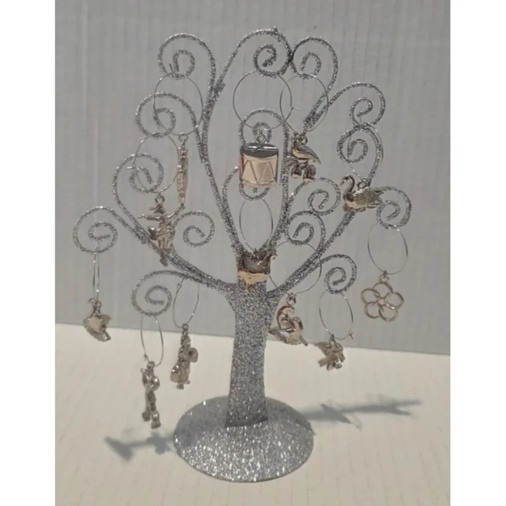 Pier 1 Imports 12 Days of Christmas Wine Glass Charms Set of 12 Open Box